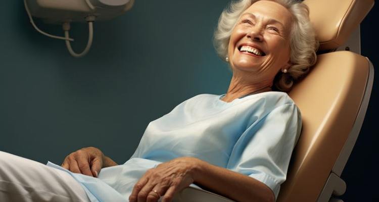 Smiling senior woman with beautiful dentures in Grapevine