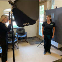 Dental team getting professional photos taken