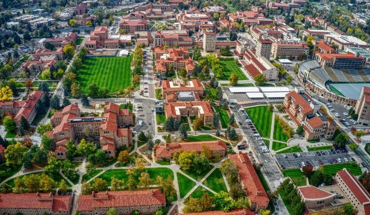 Aerial view of college campus