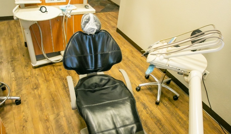 Front view of dental chair
