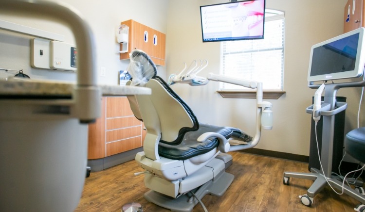 Back view of dental exam room