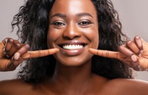 Woman smiling with veneers