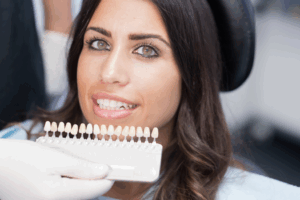 a close-up of a patient getting veneers